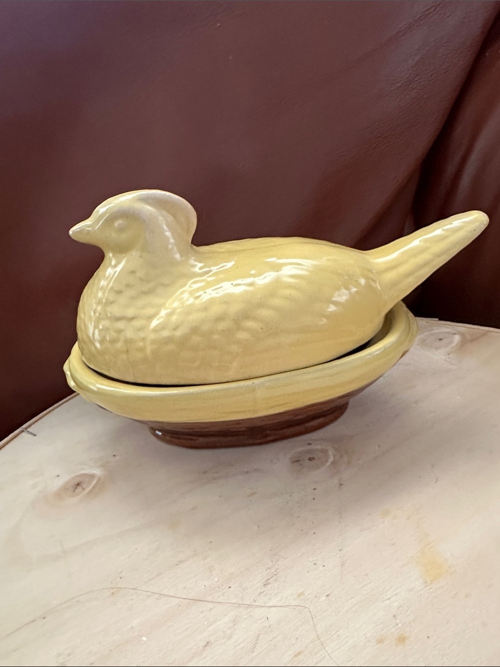 Yellow Nesting Hen Butter Dish 7” long - Picture 5 of 10
